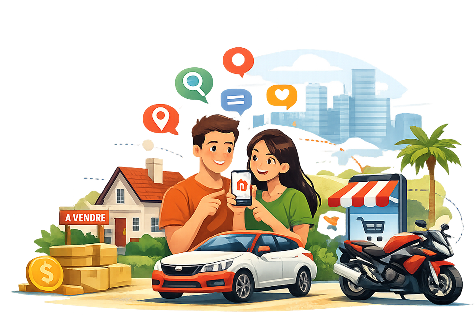 Acheter et vendre en Tunisie voitures immobilier motos